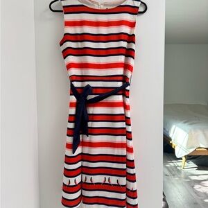 Striped Sleeveless Dress with Belt